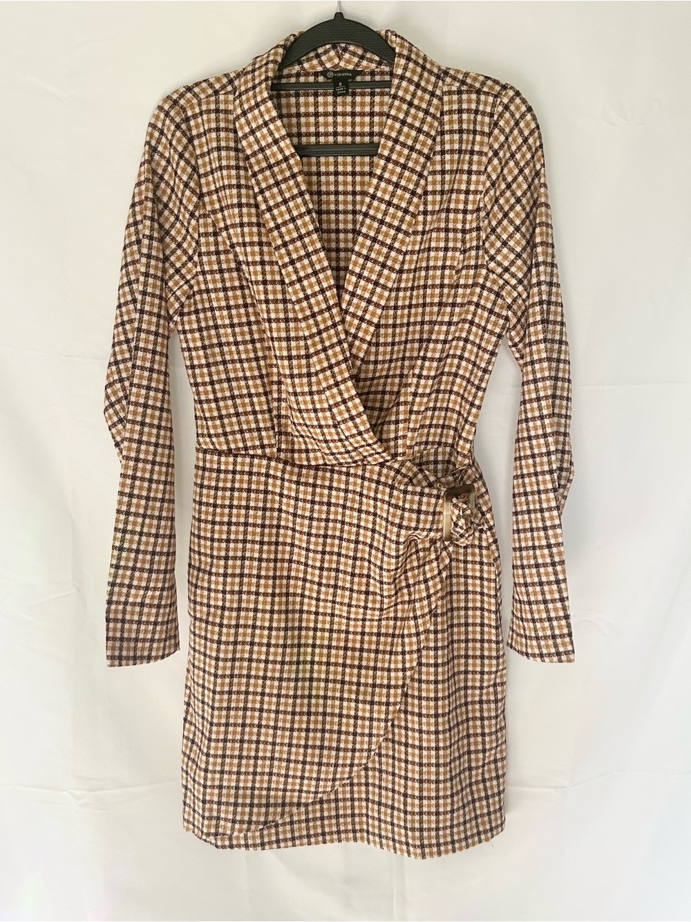 Versona Checked Dress in Brown and Cream